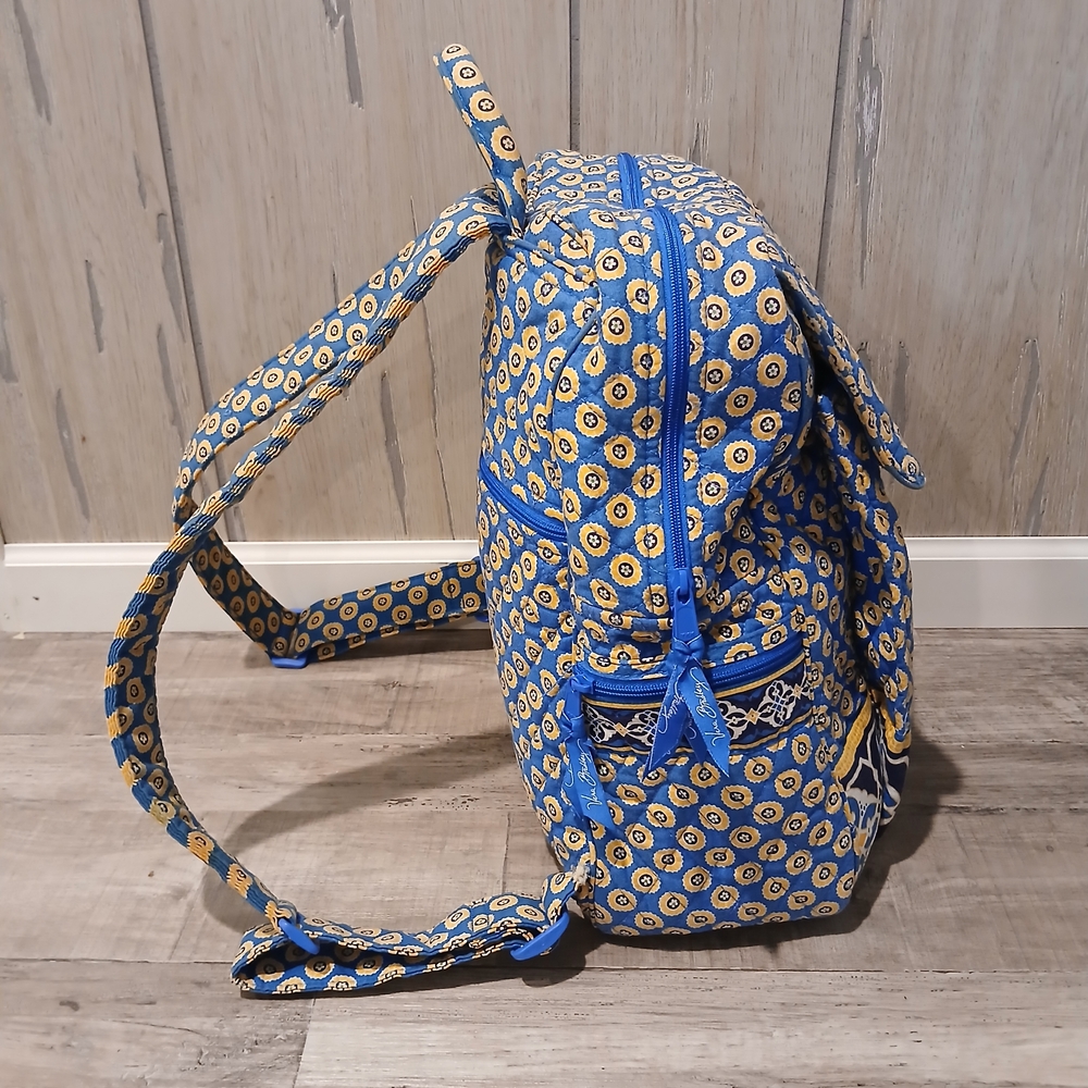 Vera Bradley Blue and Yellow Geometric Backpack - Picture 2 of 10